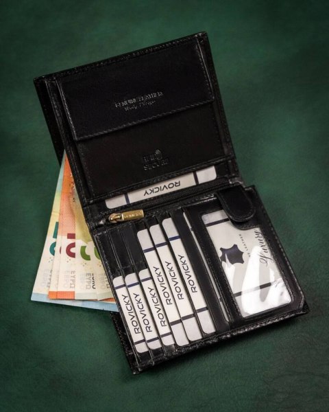 Skórzany, duży portfel męski z systemem RFID - Rovicky Skórzany, duży portfel męski z systemem RFID - Rovicky