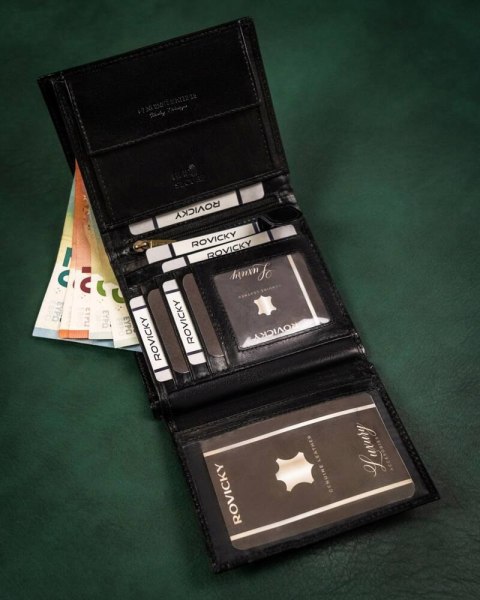 Skórzany, duży portfel męski z systemem RFID - Rovicky Skórzany, duży portfel męski z systemem RFID - Rovicky