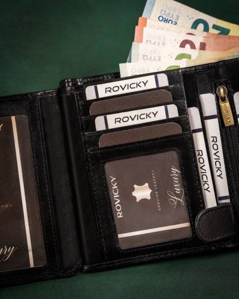 Skórzany, duży portfel męski z systemem RFID - Rovicky Skórzany, duży portfel męski z systemem RFID - Rovicky