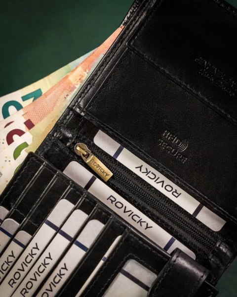 Skórzany, duży portfel męski z systemem RFID - Rovicky Skórzany, duży portfel męski z systemem RFID - Rovicky