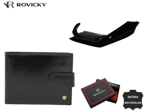 Skórzany portfel męski z systemem RFID - Rovicky Skórzany portfel męski z systemem RFID - Rovicky