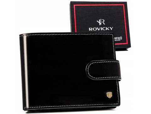 Skórzany portfel męski z systemem RFID - Rovicky Skórzany portfel męski z systemem RFID - Rovicky