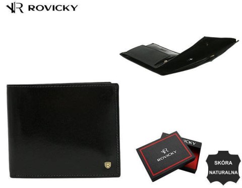 Skórzany portfel męski z systemem RFID - Rovicky Skórzany portfel męski z systemem RFID - Rovicky