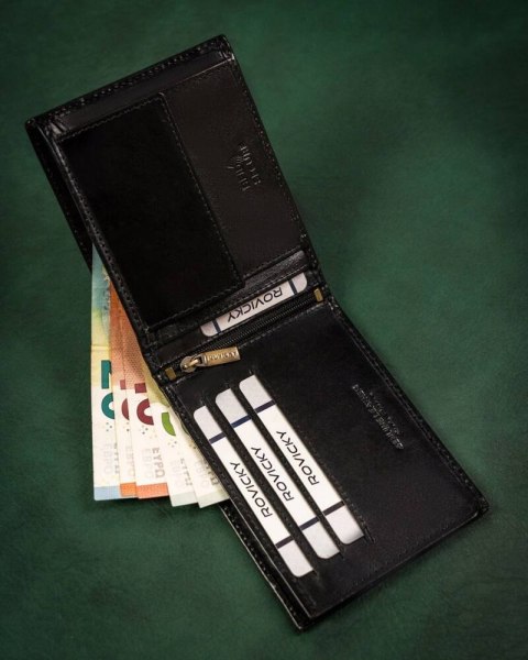 Skórzany portfel męski z systemem RFID - Rovicky Skórzany portfel męski z systemem RFID - Rovicky