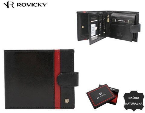 Duży, elegancki portfel męski ze skóry naturalnej - Rovicky Duży, elegancki portfel męski ze skóry naturalnej - Rovicky