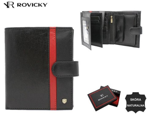 Duży, skórzany portfel męski na zatrzask - Rovicky Duży, skórzany portfel męski na zatrzask - Rovicky