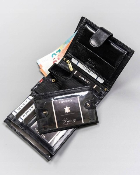 Duży, skórzany portfel męski z systemem RFID - Rovicky Duży, skórzany portfel męski z systemem RFID - Rovicky
