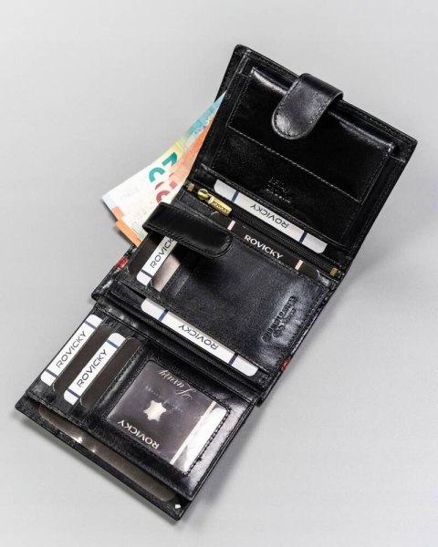 Duży, skórzany portfel męski z systemem RFID - Rovicky Duży, skórzany portfel męski z systemem RFID - Rovicky