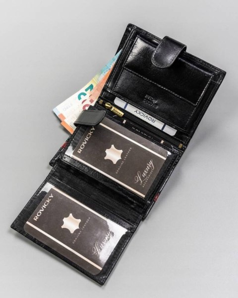 Duży, skórzany portfel męski z systemem RFID - Rovicky Duży, skórzany portfel męski z systemem RFID - Rovicky