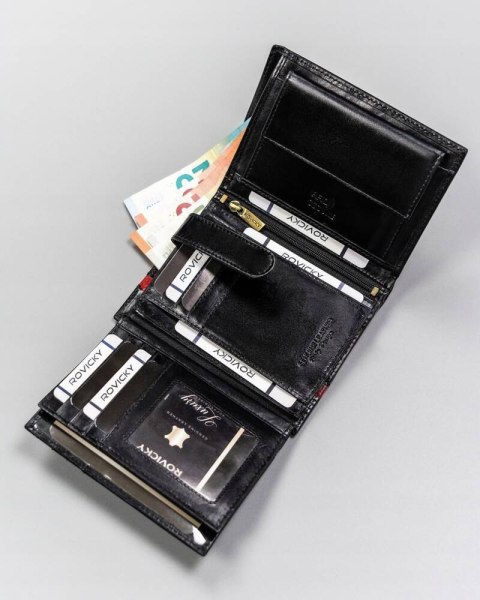 Duży, skórzany portfel męski z systemem RFID - Rovicky Duży, skórzany portfel męski z systemem RFID - Rovicky