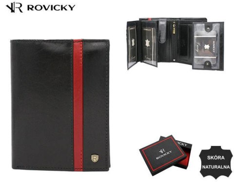 Duży, skórzany portfel męski z systemem RFID - Rovicky Duży, skórzany portfel męski z systemem RFID - Rovicky