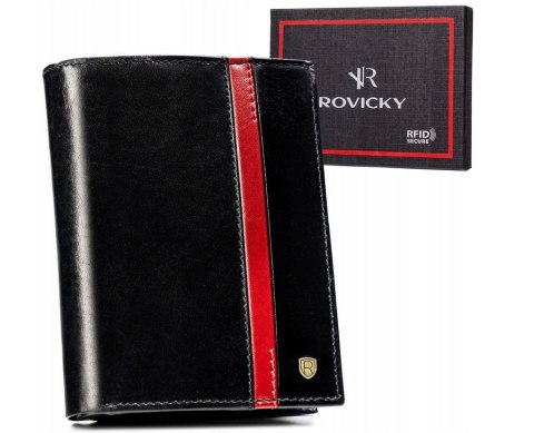 Duży, skórzany portfel męski z systemem RFID bez zapięcia zewnętrznego - Rovicky Duży, skórzany portfel męski z systemem RFID bez zapięcia zewnętrznego - Rovicky
