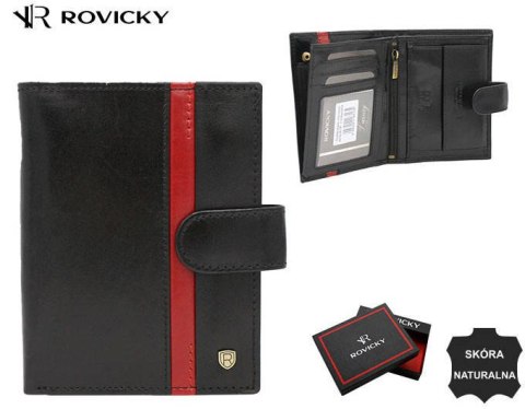 Duży, skórzany portfel męski z systemem RFID zapinany na zatrzask - Rovicky Duży, skórzany portfel męski z systemem RFID zapinany na zatrzask - Rovicky