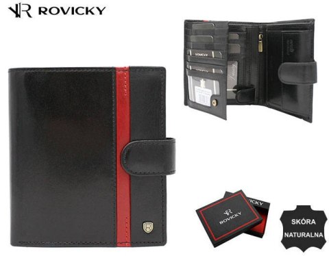 Portfel męski w orientacji pionowej ze skóry naturalnej - Rovicky Portfel męski w orientacji pionowej ze skóry naturalnej - Rovicky