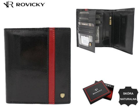 Portfel męski w orientacji pionowej ze skóry naturalnej - Rovicky Portfel męski w orientacji pionowej ze skóry naturalnej - Rovicky