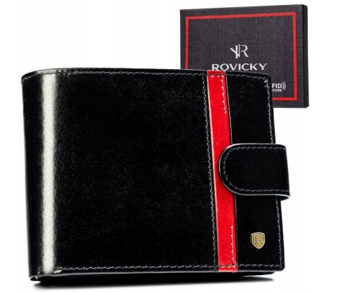 Skórzany portfel męski z systemem RFID - Rovicky Skórzany portfel męski z systemem RFID - Rovicky