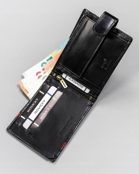 Skórzany portfel męski z systemem RFID - Rovicky Skórzany portfel męski z systemem RFID - Rovicky