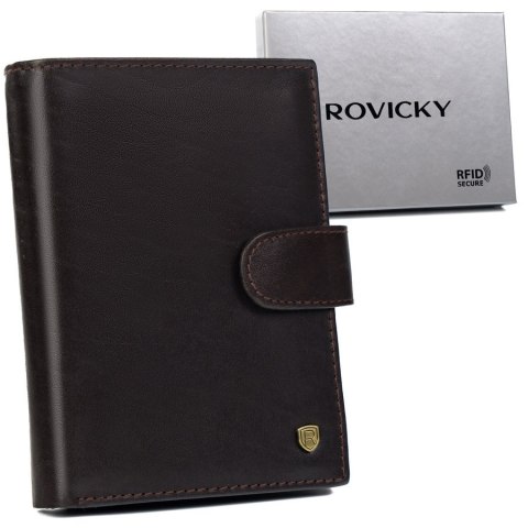 Skórzany portfel męski na karty z systemem RFID Protect - Rovicky Skórzany portfel męski na karty z systemem RFID Protect - Rovicky