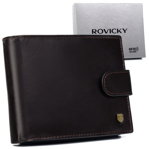 Skórzany portfel męski z kieszenią na dowód rejestracyjny - Rovicky Skórzany portfel męski z kieszenią na dowód rejestracyjny - Rovicky