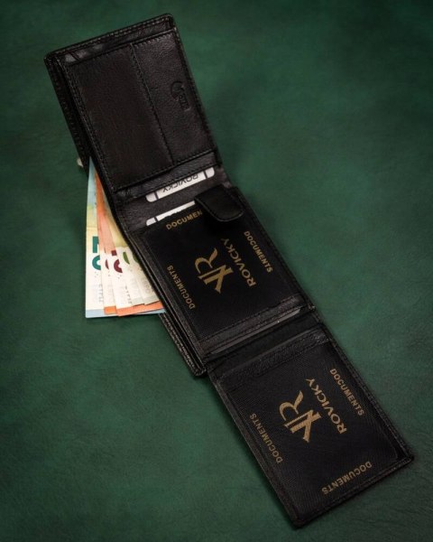 Duży, skórzany portfel męski z systemem RFID - Rovicky Duży, skórzany portfel męski z systemem RFID - Rovicky