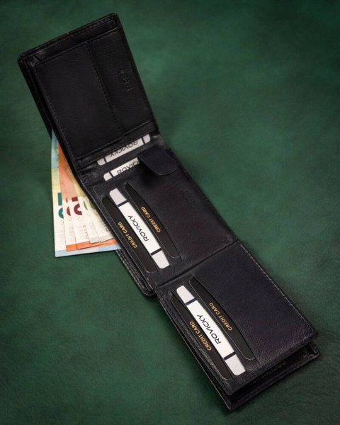 Duży, skórzany portfel męski z systemem RFID - Rovicky Duży, skórzany portfel męski z systemem RFID - Rovicky