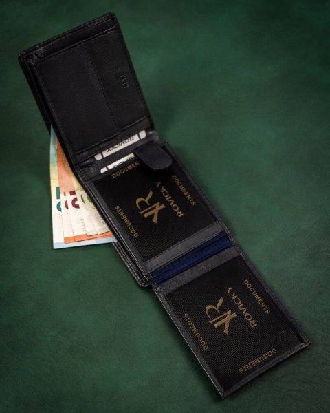 Duży, skórzany portfel męski z systemem RFID - Rovicky Duży, skórzany portfel męski z systemem RFID - Rovicky