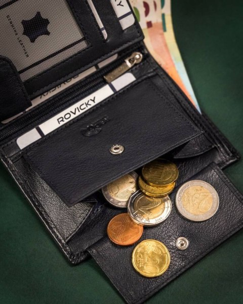 Skórzany portfel męski w orientacji pionowej - Rovicky Skórzany portfel męski w orientacji pionowej - Rovicky