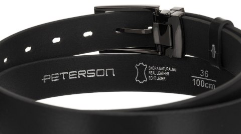 Skórzany, wąski pasek męski z klasyczną klamrą - Peterson Skórzany, wąski pasek męski z klasyczną klamrą - Peterson