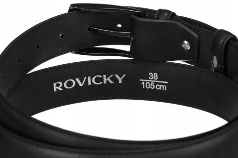 Pasek męski ze skóry ekologicznej z klasyczną klamrą - Rovicky Pasek męski ze skóry ekologicznej z klasyczną klamrą - Rovicky