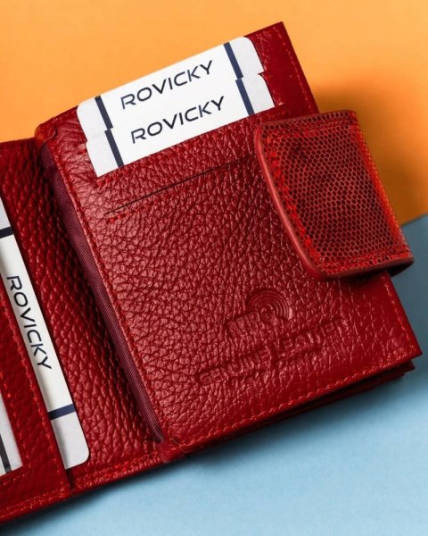 Stylowy, skórzany portfel damski na zatrzask i bigiel - Lorenti Stylowy, skórzany portfel damski na zatrzask i bigiel - Lorenti