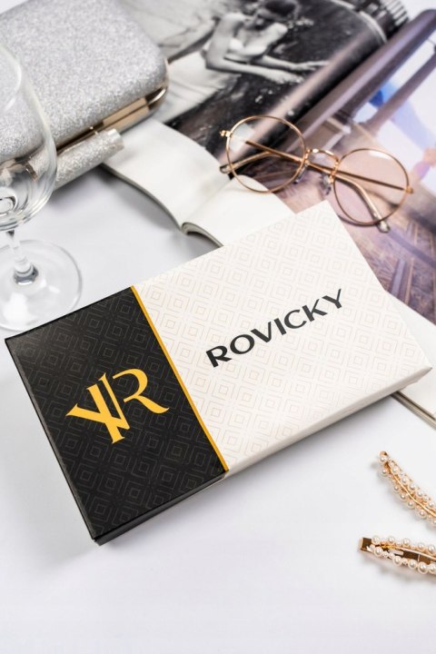 Portfel-piórnik damski w kolorze ecru z pikowanym panelem - Rovicky Portfel-piórnik damski w kolorze ecru z pikowanym panelem - Rovicky