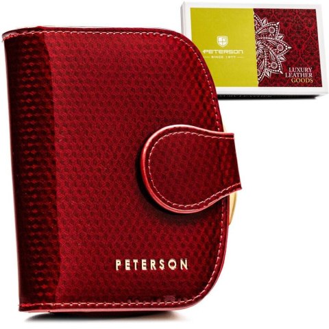 Mały portfel damski czerwony na zatrzask - Peterson Mały portfel damski czerwony na zatrzask - Peterson