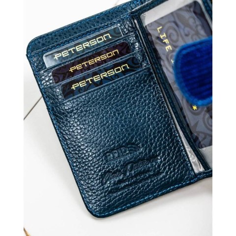 Pionowy skórzany portfel damski RFID na zatrzask - Peterson Pionowy skórzany portfel damski RFID na zatrzask - Peterson