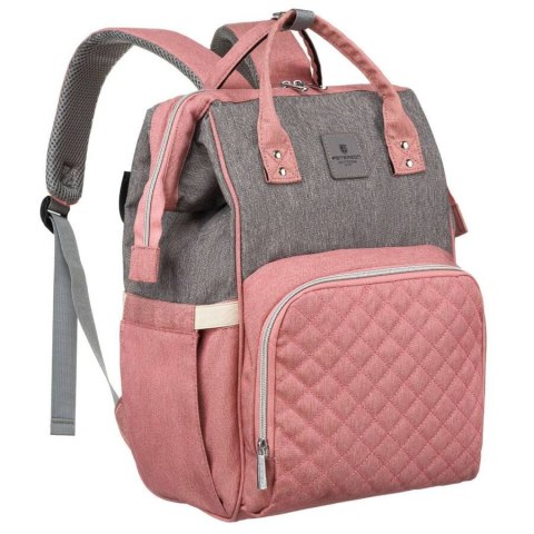 Plecak damski typu mommy bag w szaro-różowym kolorze - Peterson Plecak damski typu mommy bag w szaro-różowym kolorze - Peterson