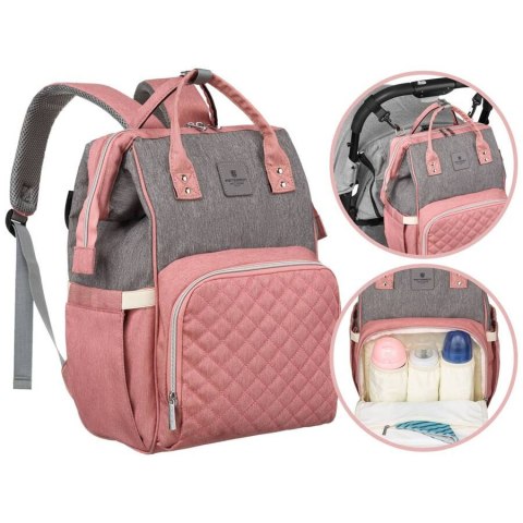 Plecak damski typu mommy bag w szaro-różowym kolorze - Peterson Plecak damski typu mommy bag w szaro-różowym kolorze - Peterson