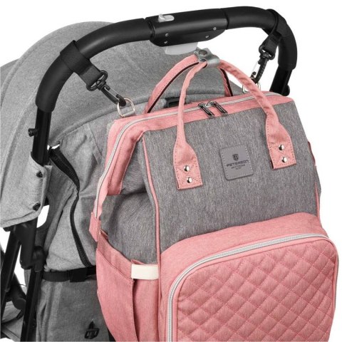 Plecak damski typu mommy bag w szaro-różowym kolorze - Peterson Plecak damski typu mommy bag w szaro-różowym kolorze - Peterson