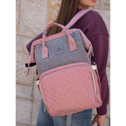 Plecak damski typu mommy bag w szaro-różowym kolorze - Peterson Plecak damski typu mommy bag w szaro-różowym kolorze - Peterson