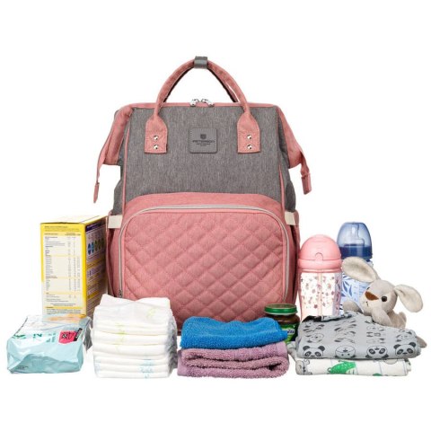 Plecak damski typu mommy bag w szaro-różowym kolorze - Peterson Plecak damski typu mommy bag w szaro-różowym kolorze - Peterson