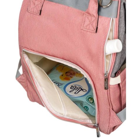 Plecak damski typu mommy bag w szaro-różowym kolorze - Peterson Plecak damski typu mommy bag w szaro-różowym kolorze - Peterson