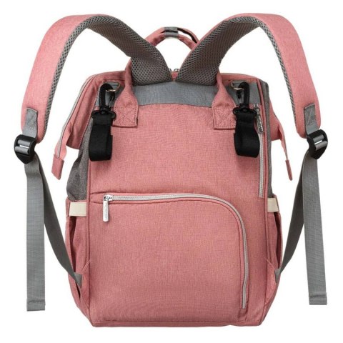 Plecak damski typu mommy bag w szaro-różowym kolorze - Peterson Plecak damski typu mommy bag w szaro-różowym kolorze - Peterson