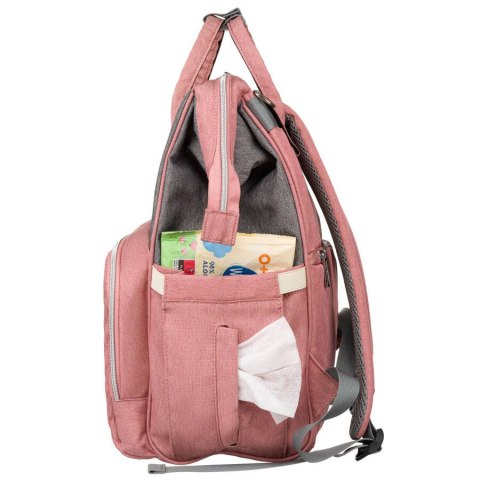 Plecak damski typu mommy bag w szaro-różowym kolorze - Peterson Plecak damski typu mommy bag w szaro-różowym kolorze - Peterson