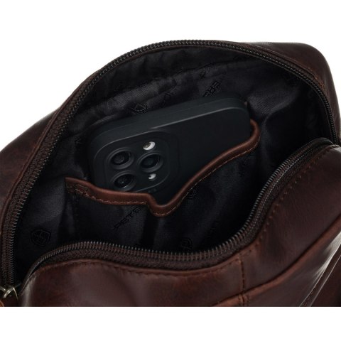 Męska torba crossbody ze skóry naturalnej z kieszeniami- Peterson Męska torba crossbody ze skóry naturalnej z kieszeniami- Peterson