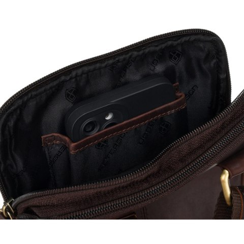 Skórzana torba męska crossbody w brązowym kolorze - Peterson Skórzana torba męska crossbody w brązowym kolorze - Peterson