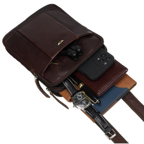 Skórzana torba męska crossbody w brązowym kolorze - Peterson Skórzana torba męska crossbody w brązowym kolorze - Peterson
