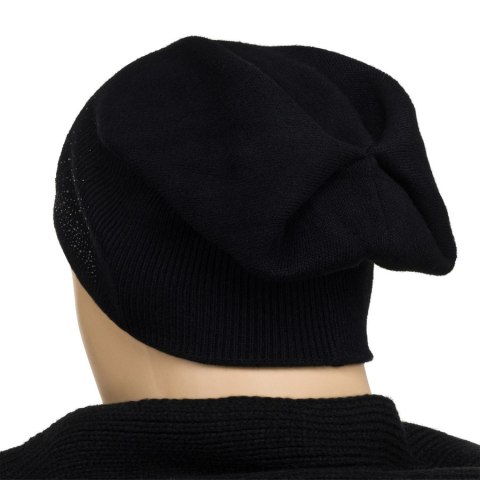 Czarna czapka damska slouchy z dżetami - Peterson Czarna czapka damska slouchy z dżetami - Peterson