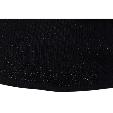 Czarna czapka damska slouchy z dżetami - Peterson Czarna czapka damska slouchy z dżetami - Peterson