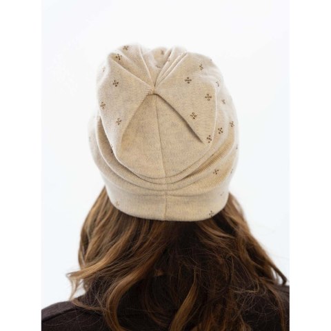 Elegancka czapka slouchy z kryształkami beżowa - Peterson Elegancka czapka slouchy z kryształkami beżowa - Peterson