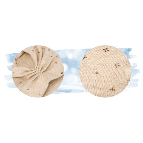 Elegancka czapka slouchy z kryształkami beżowa - Peterson Elegancka czapka slouchy z kryształkami beżowa - Peterson