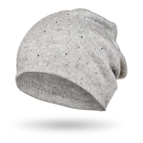 Szara czapka beanie damska z dzianiny - Peterson Szara czapka beanie damska z dzianiny - Peterson