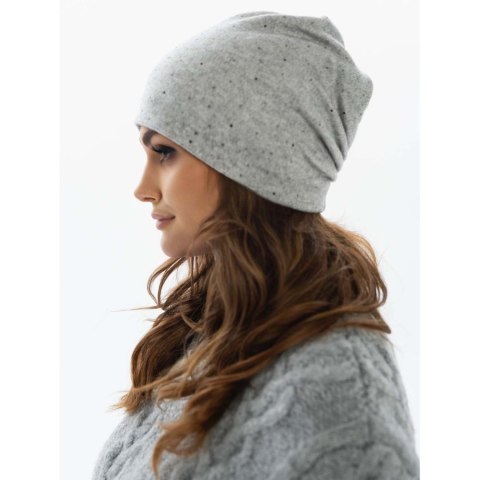 Szara czapka beanie damska z dzianiny - Peterson Szara czapka beanie damska z dzianiny - Peterson